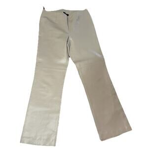 Cami International Women’s Beige Leather Mid Rise Pants Sz 6 Side Zip Lined